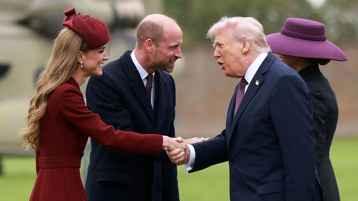 Donald Trump shaking Kate Middleton's hand.