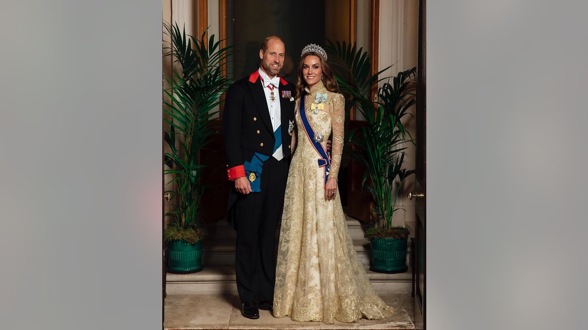 Official portrait of the Prince and Princess of Wales for President Trump's state banquet.