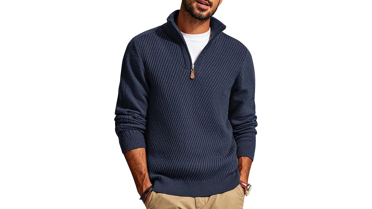 This quarter-zip can easily take your look to smart casual.