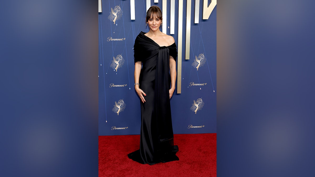 Rashida Jones wore a black gown to the 2025 Emmy Awards.
