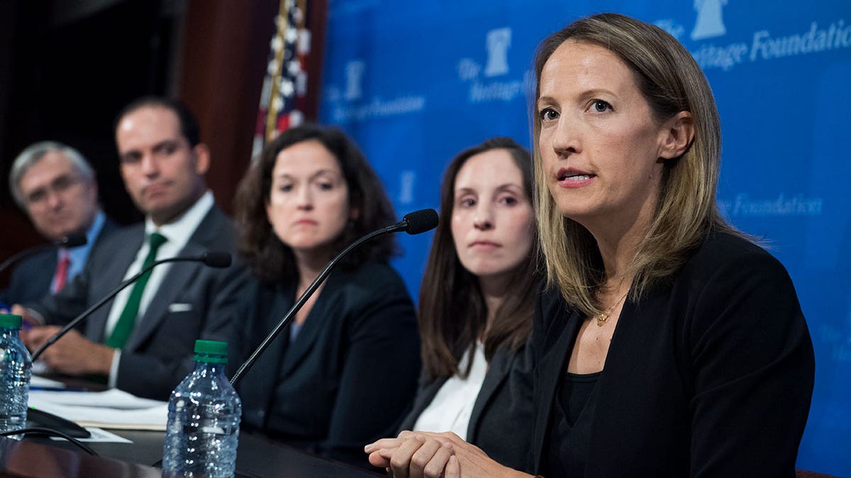 Former legal staff of Supreme Court judges, including Rebecca Taibleson, appeared at the Heritage Foundation event.