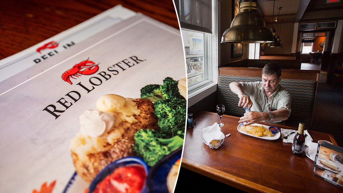 Red Lobster Restaurant next to the customer next to the red lobster menu