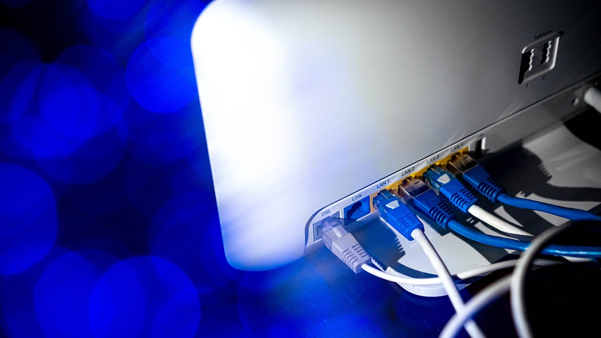 Back of the router with cables.