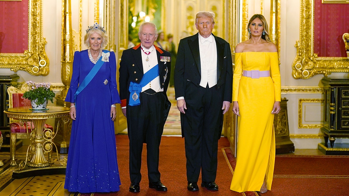 The royal family standing with the Trumps at Windsor Castle.