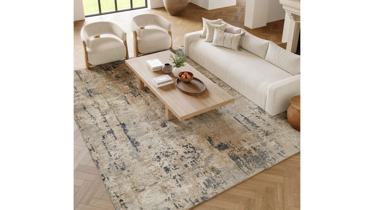 This low-maintenance rug is also pet-friendly.