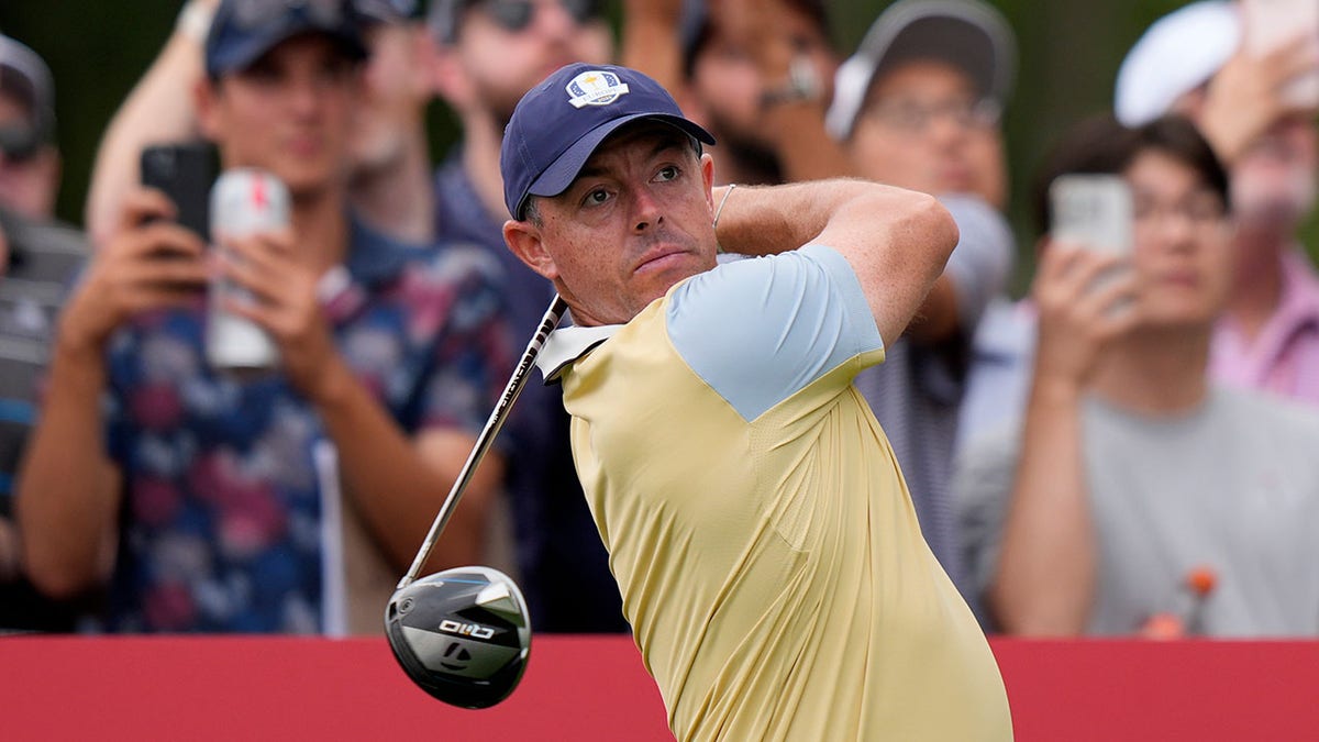Rory McIlroy stares down his ball