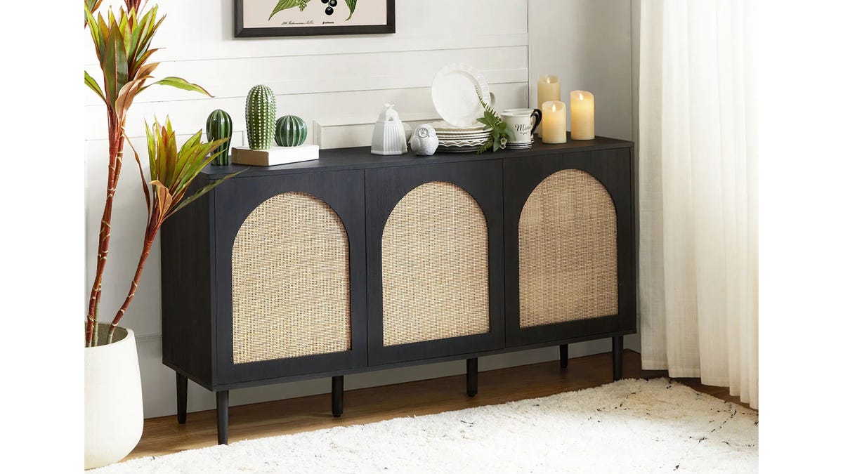 This sideboard blends modern and coastal styles.