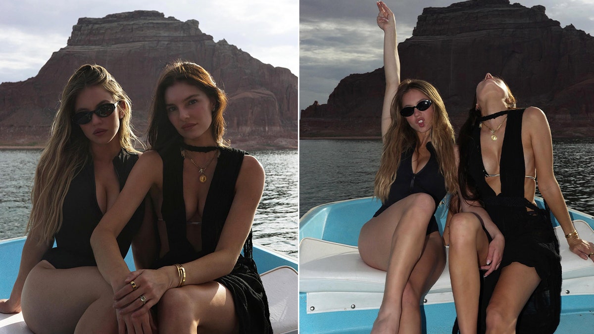 Sydney Sweeney poses in a bathing suit on the boat with his model's friends.
