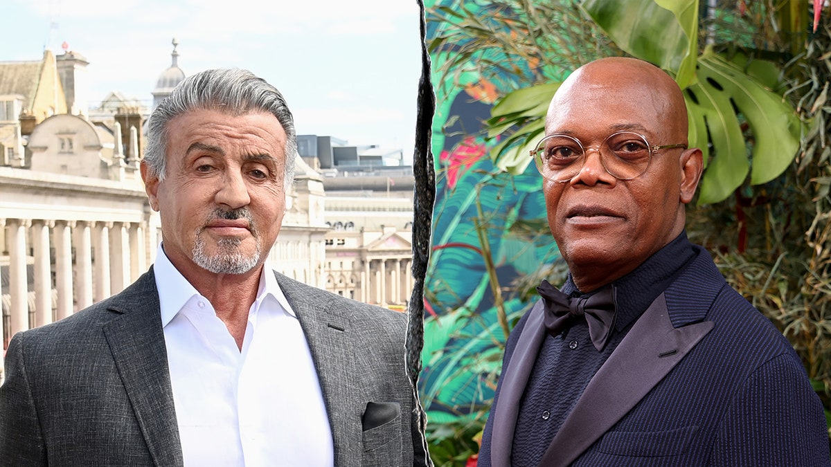Split photo of Sylvester Stallone at Paramount+ UK launch in London and Samuel L. Jackson at the 76th Annual Tony Awards in New York.