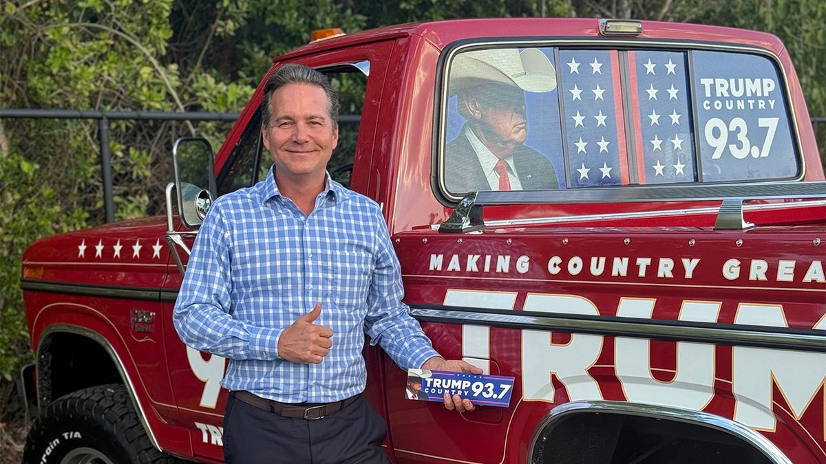 WHEL president and general manager Jim Schwartzel in front of his 1985 Ford F-150 that is 