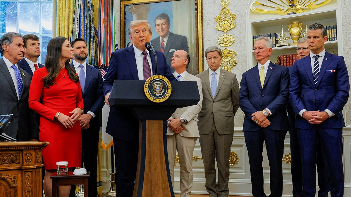 U.S. President Donald Trump makes announcement at the White House