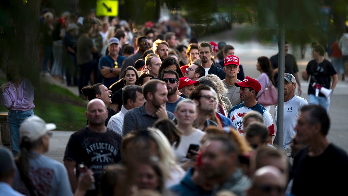 Crowd lines up for Turning Point USA event