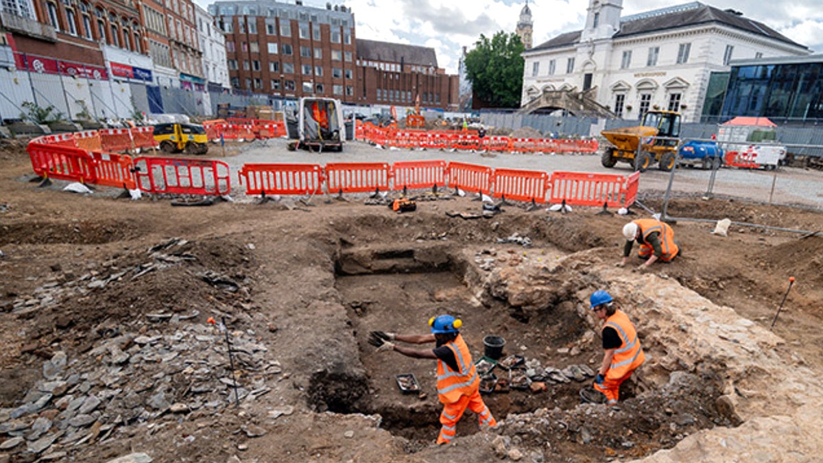 Team of archaeologists working under Leicester market square