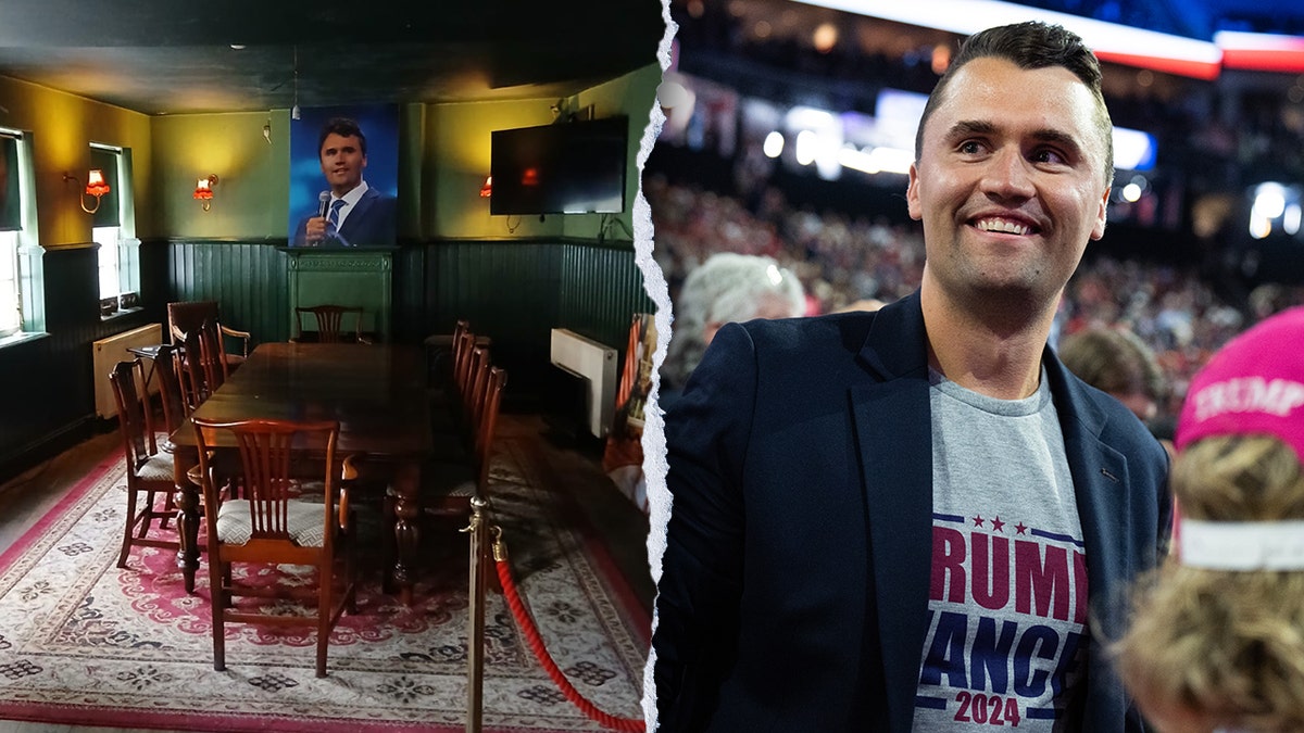 Split image of the bar, Charlie Kirk