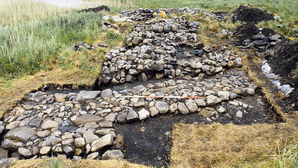 Cobblestones at site of ancient castle