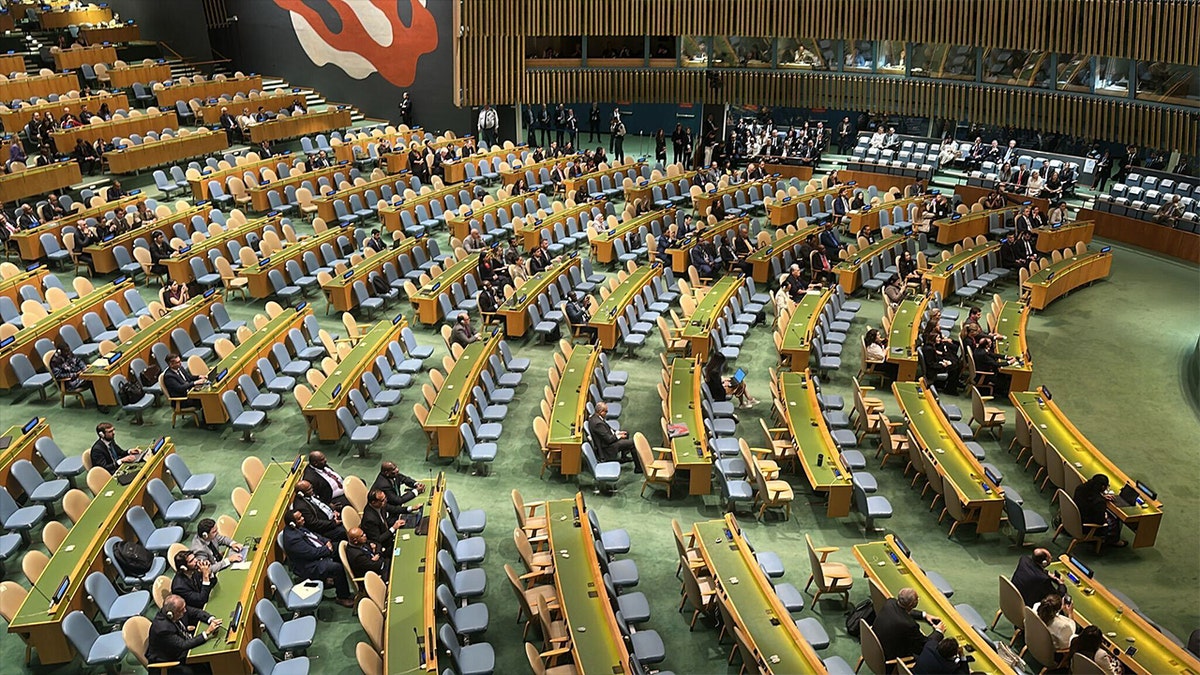 Empty seats in UNGA chamber during Netanyahu speech