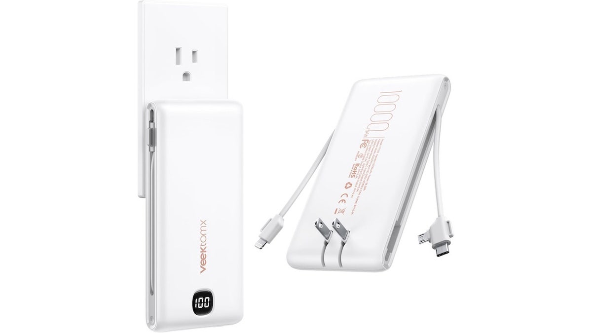 Never run out of battery with a portable charger that also includes cables. 