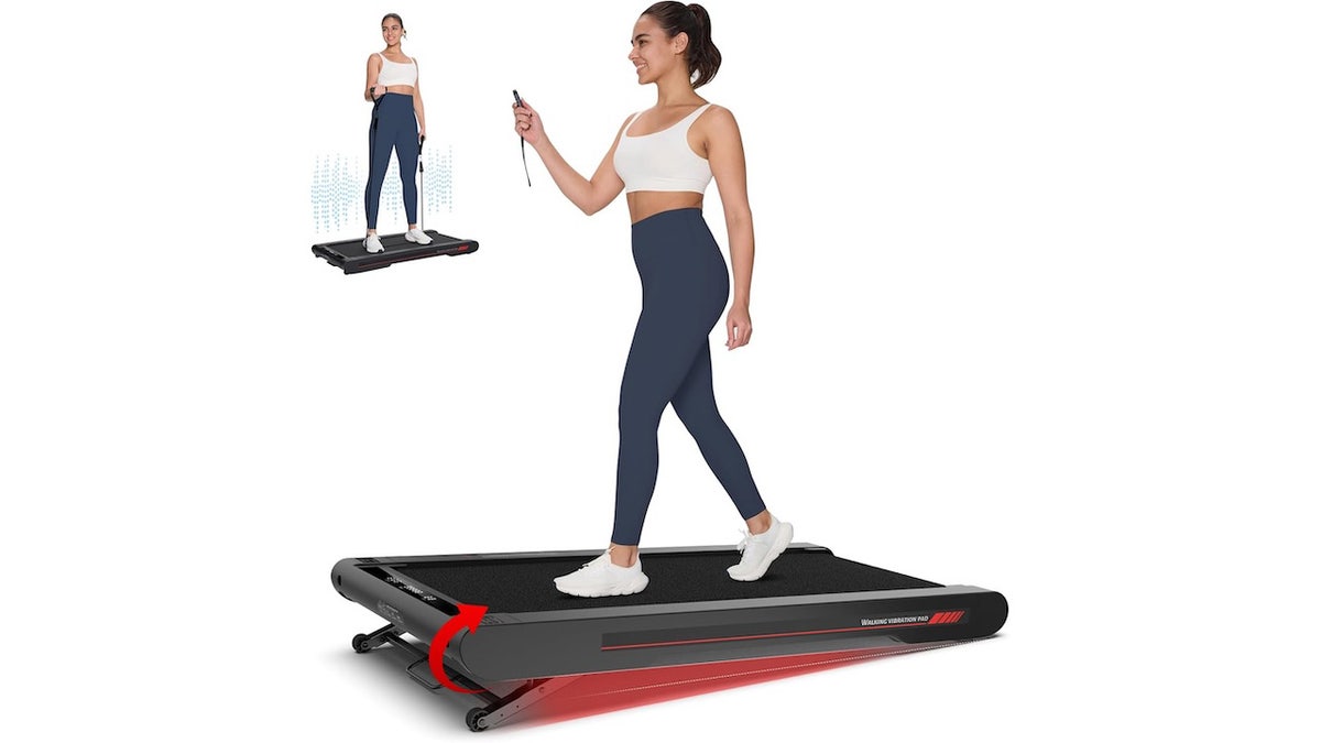 This portable treadmill doubles as a vibration plate.