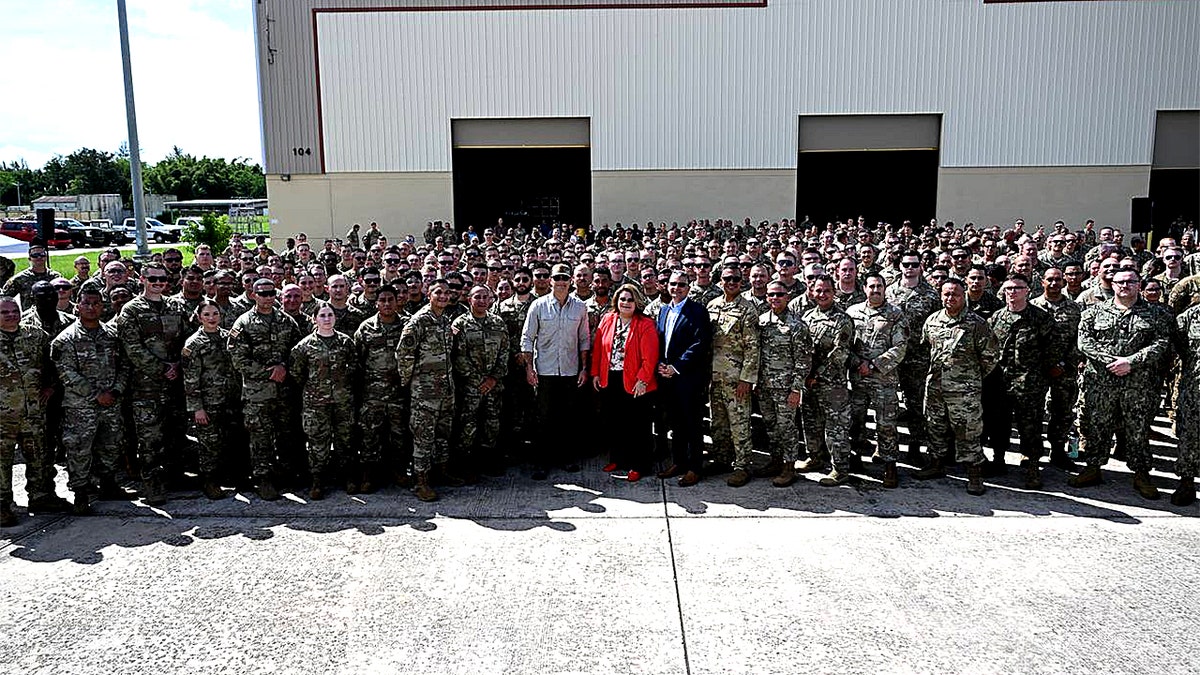 Secretary of War Pete Hegseth with troops in Puerto Rico