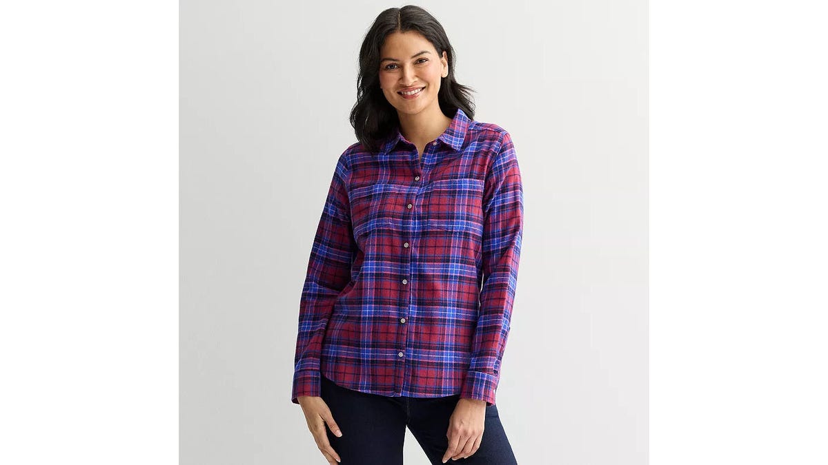This extra-soft flannel shirt is perfect for cooler weather.