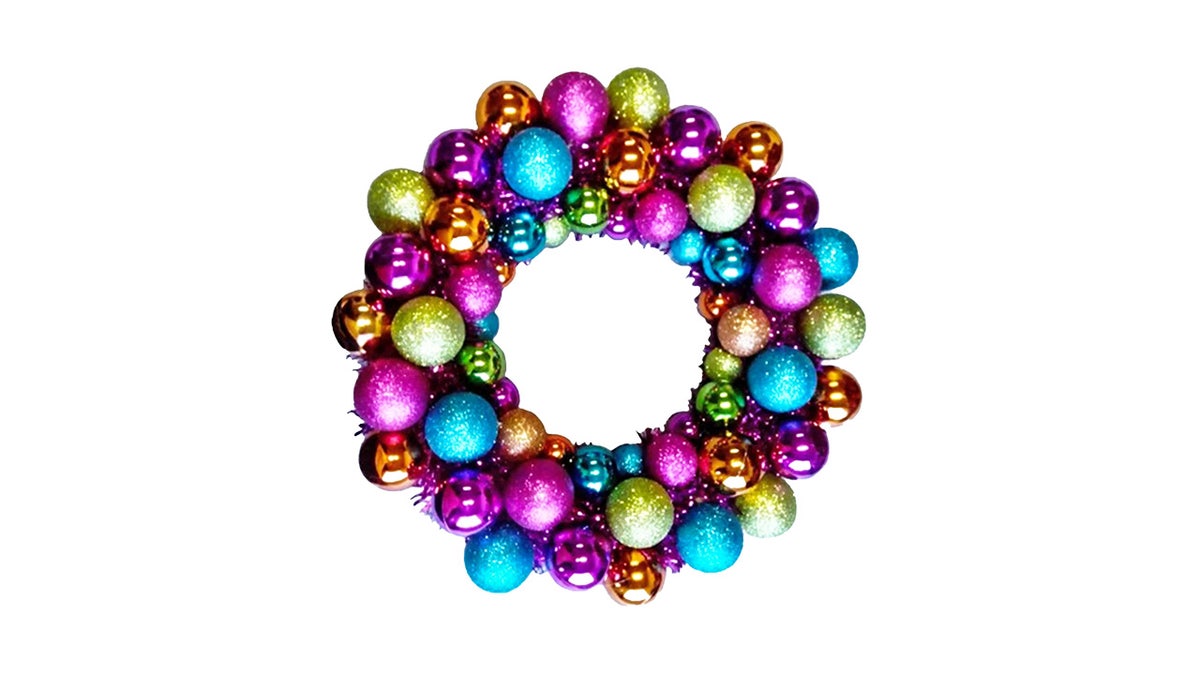 Use this Christmas ball wreath inside your home.