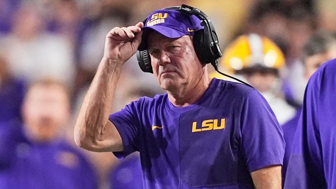 LSU's Brian Kelly gets hit during play | Fox News