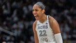 A'ja Wilson reacts on court