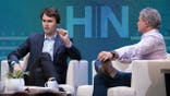 TPUSA founder Charlie Kirk and Pastor Jack Hibbs sit across from each other on stage at Hibbs' church.