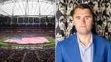 Split of Charlie Kirk and State Farm Stadium in Glendale, Arizona