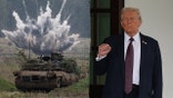 side by side image of Howitzer tank and Donald Trump