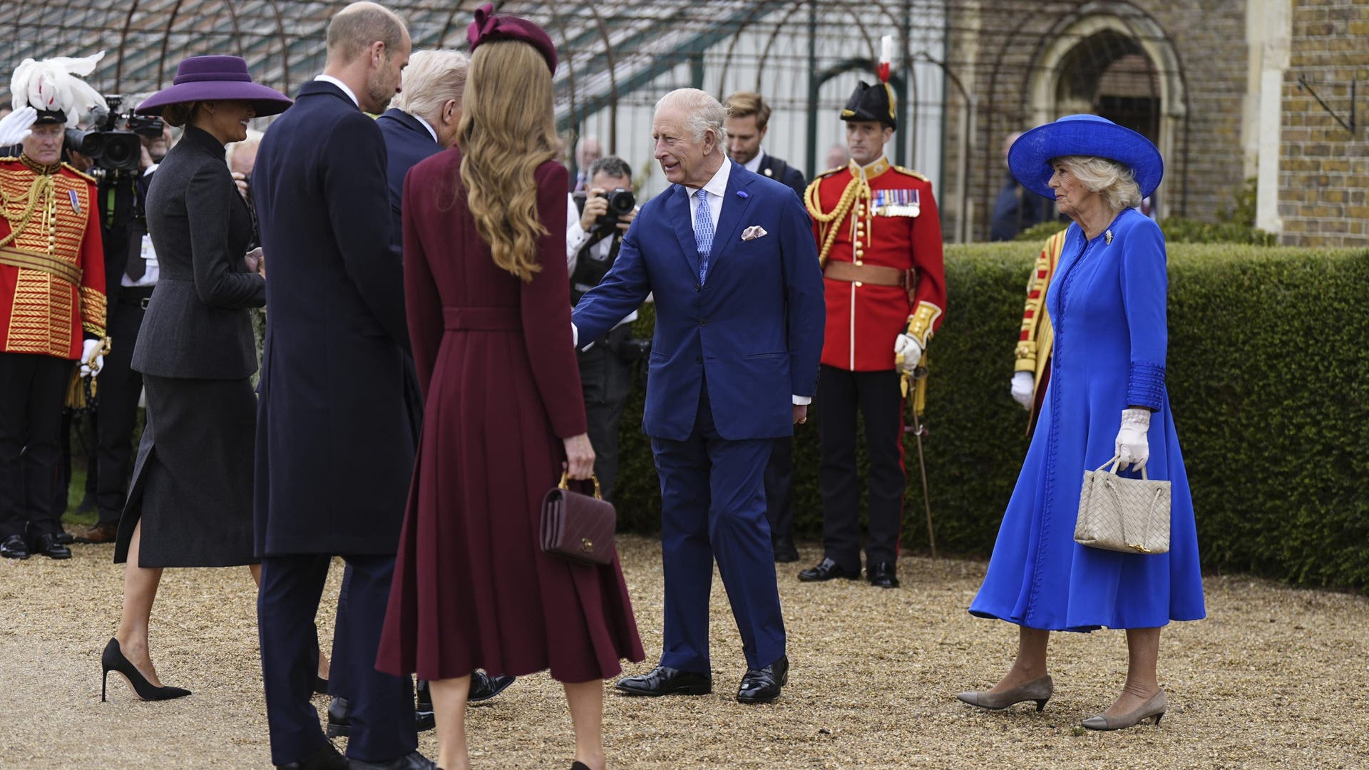 Donald Trump, Melania Trump greeted by King Charles, Queen Camilla, Prince William and Princess Catherine