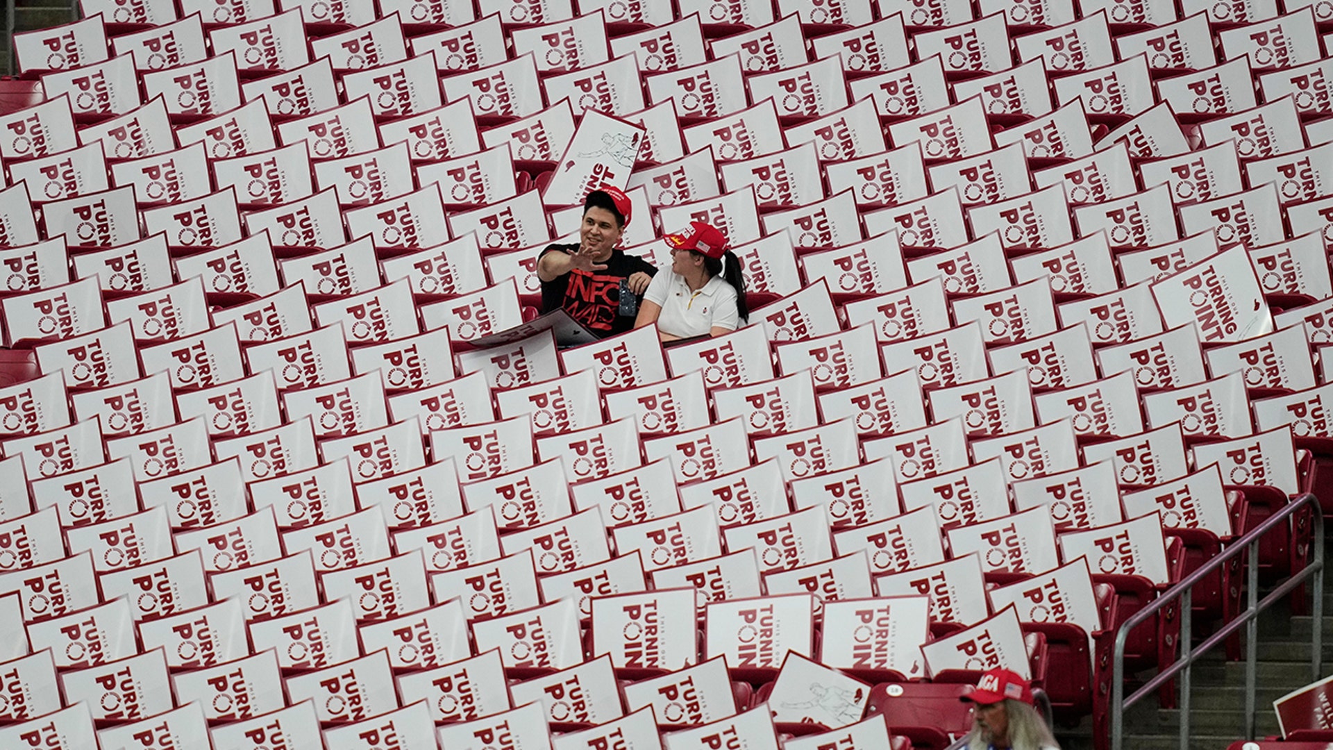 Mourners at Charlie Kirk memorial service