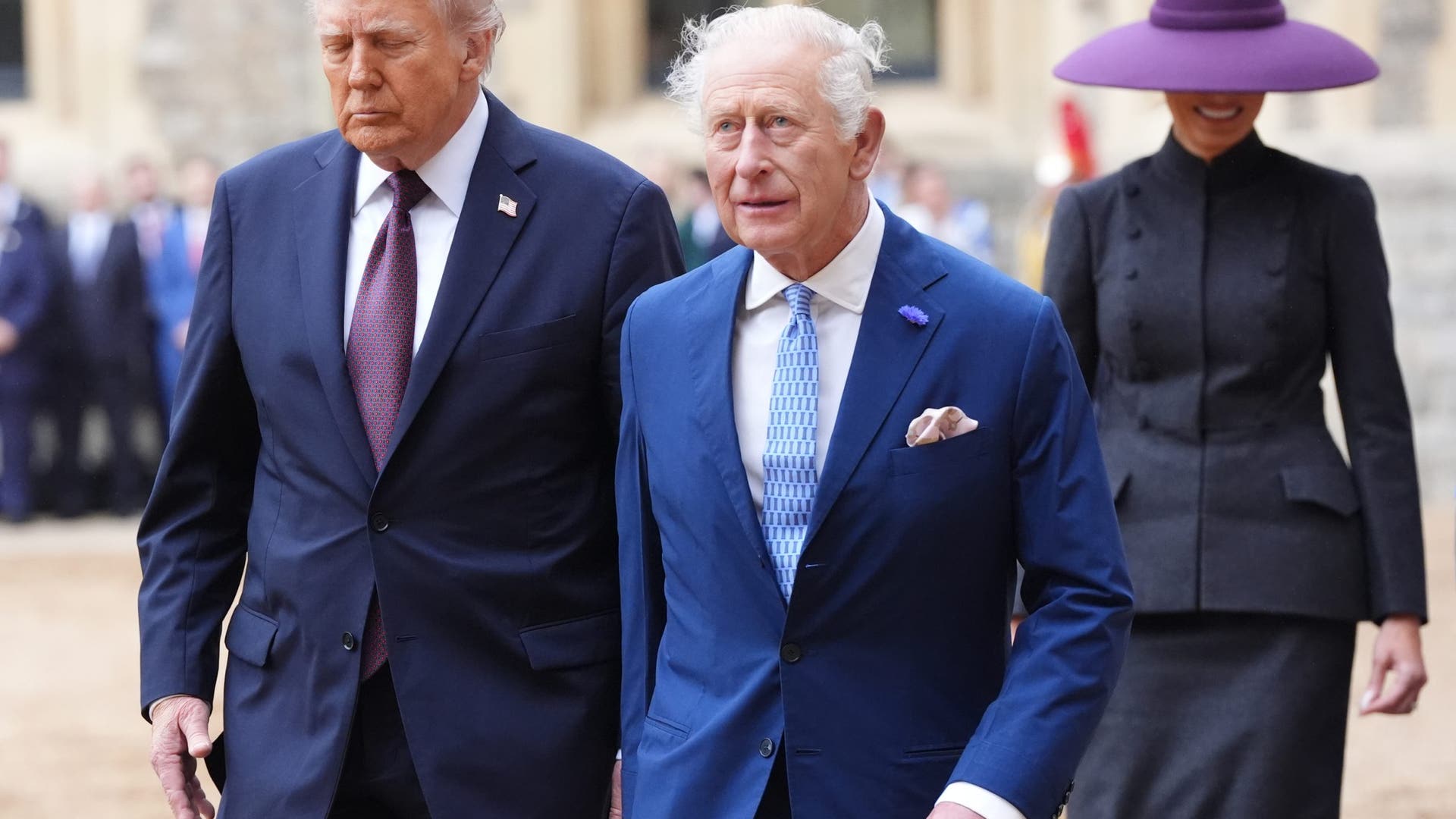 US President Donald Trump and King Charles III during the ceremonial welcome at Windsor Castle on September