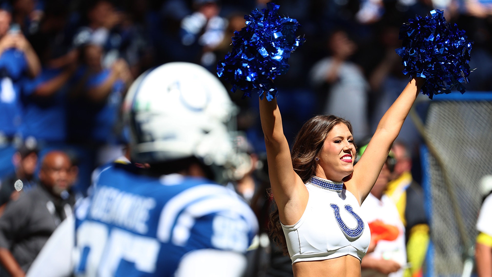 Colts cheerleader smiles