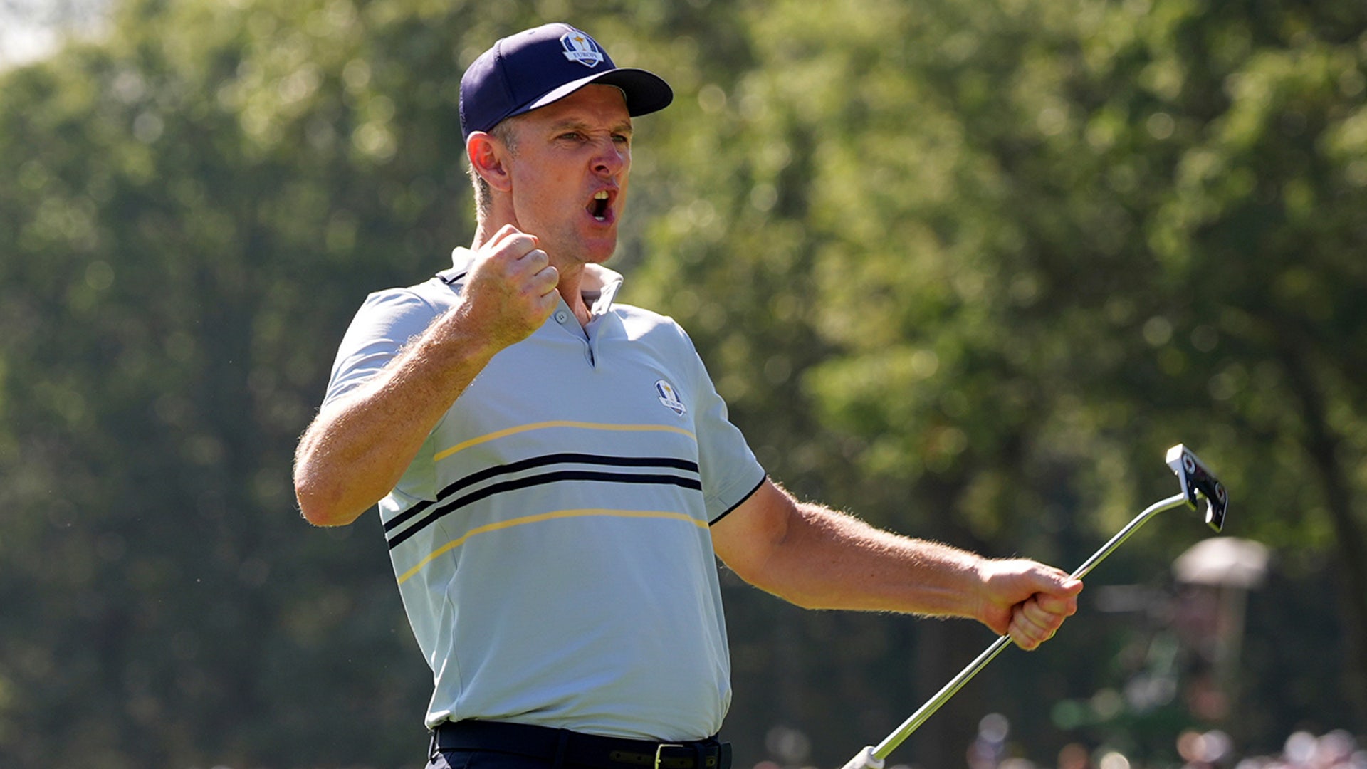 Justin Rose celebrates