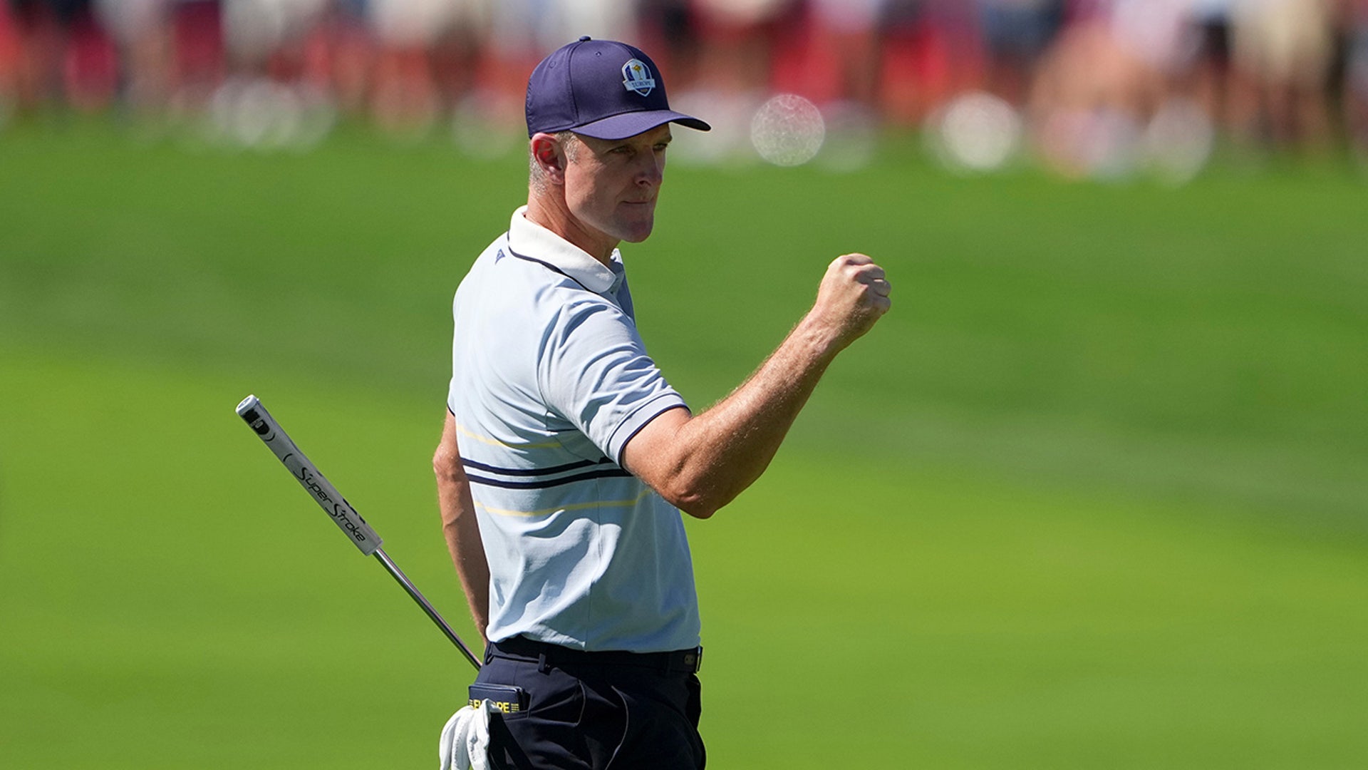 Justin Rose celebrates