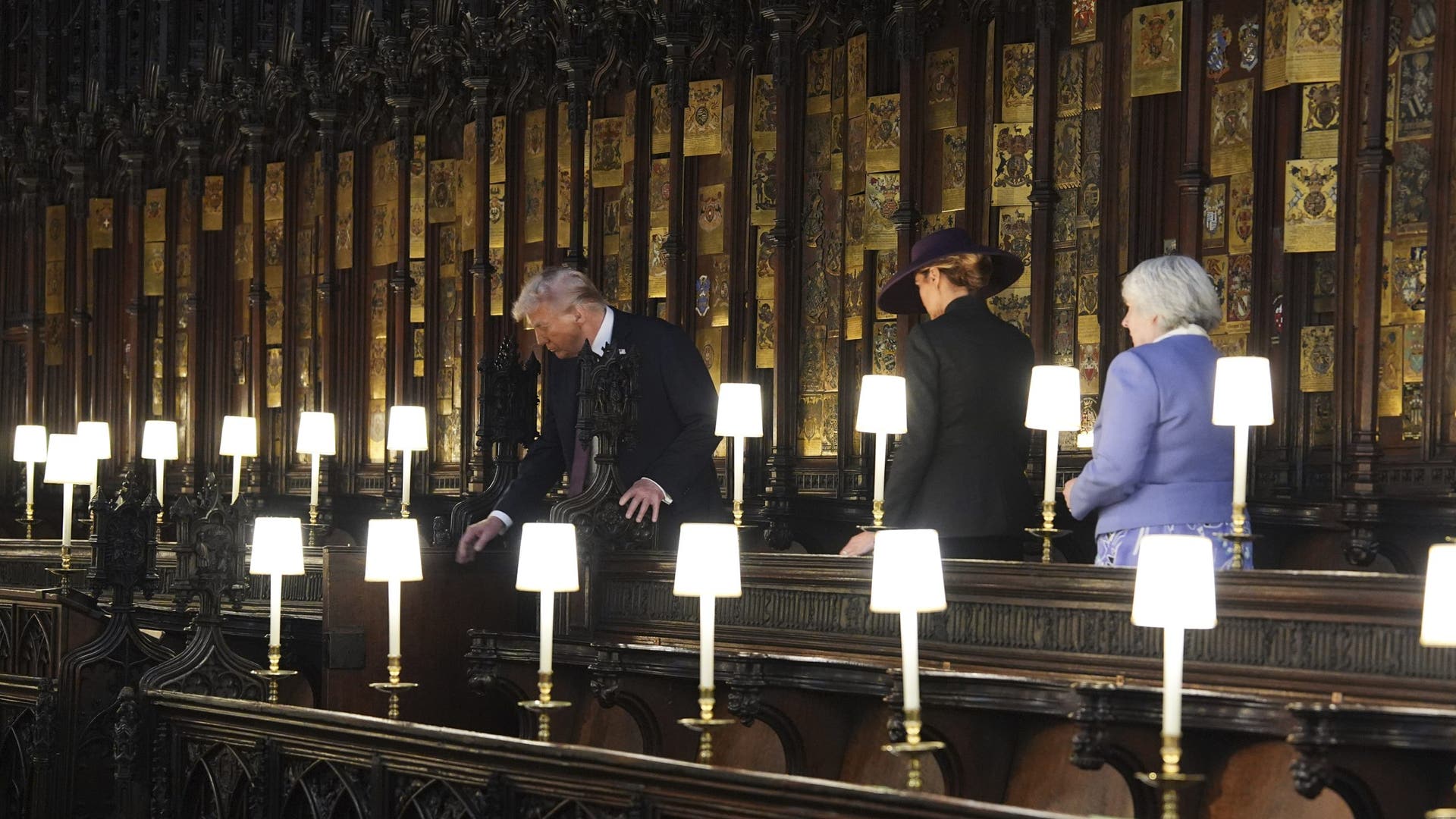 Trump examining seating inside chapel