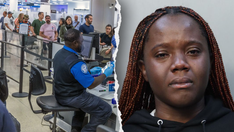 Miami airport chaos as woman grabs crying child from mother, wraps legs around boy to prevent escape