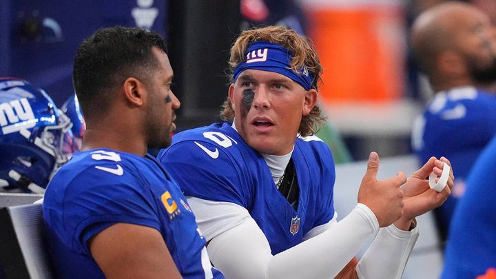 Giants quarterback Russell Wilson answers question on rookie Jaxson Dart