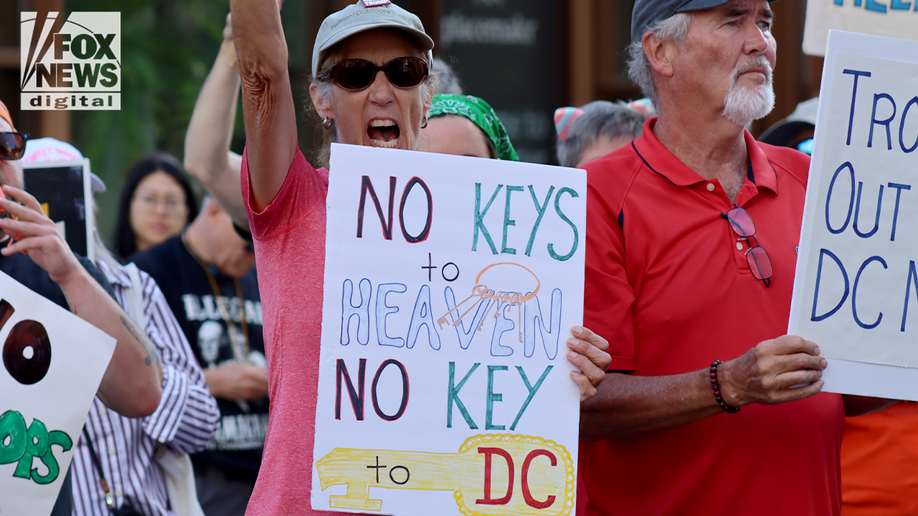 labor day protester protests trump