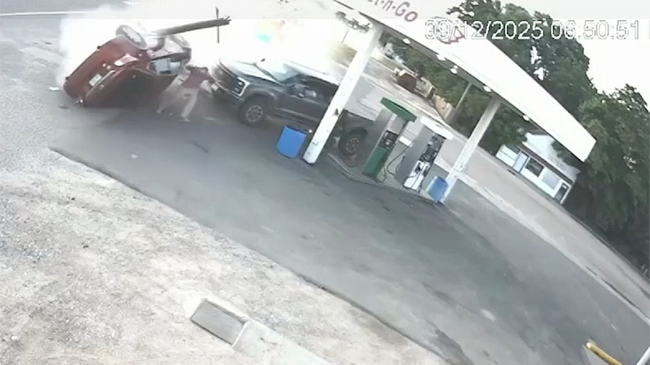 Brady Johnson runs away from crashing car