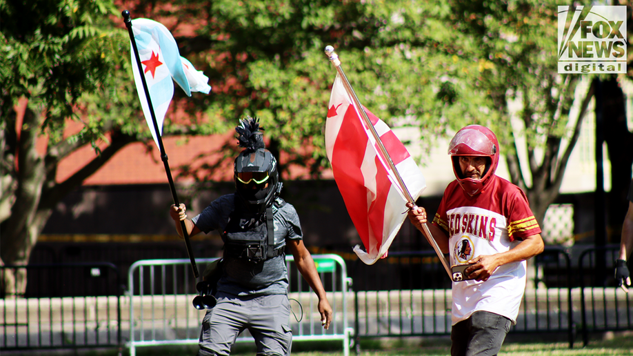 protesters-dc-and-chicago-flags