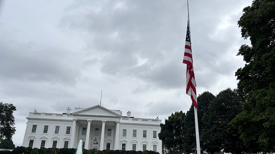 The flag at the White House flown at half-mast in observation of the death of Charlie Kirk