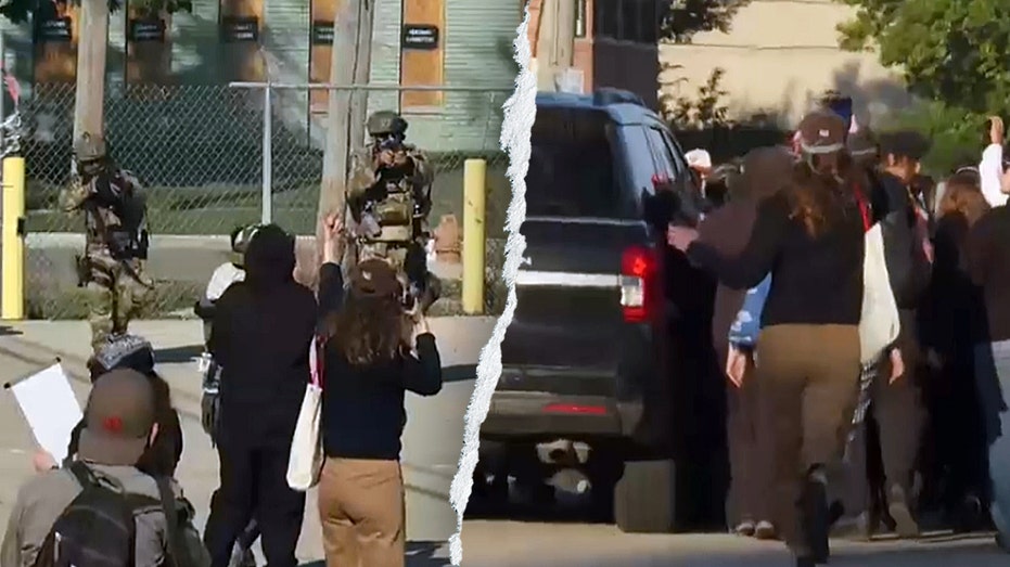 Chicago anti-ICE protesters block vehicles, get hit with tear gas and pepper balls