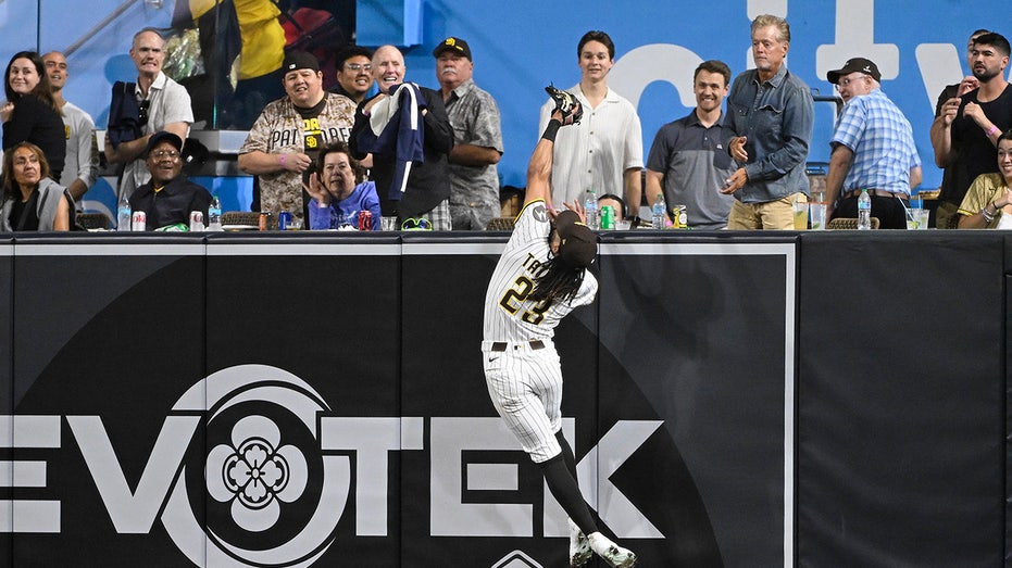 Padres' Fernando Tatis Jr makes incredible catch at wall, but Reds catcher gets last laugh