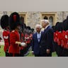 King Charles III and US President Donald Trump inspect the guard of honour at Windsor Castle during President Trump's second State Visit to the UK.