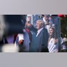  U.S. President Donald Trump acknowledges the crowd on the first tee during the Friday afternoon four-ball matches of the 2025 Ryder Cup at Black Course at Bethpage State Park Golf Course on September 26, 2025 in Farmingdale, New York. (Photo by Andrew Redington/Getty Images)