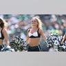 A cheerleader for the Eagles at the Browns game