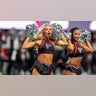 A cheerleader at a Falcons-Lions game