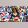 A cheerleader during the Raiders-Patriots game